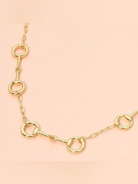 18K Gold Dipped Horsebit Link Chain Necklace